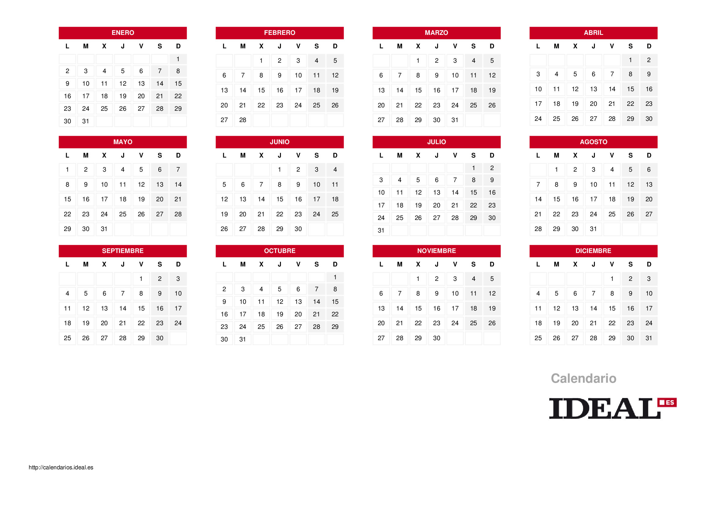 Imagen de Calendarios Ideal Es
