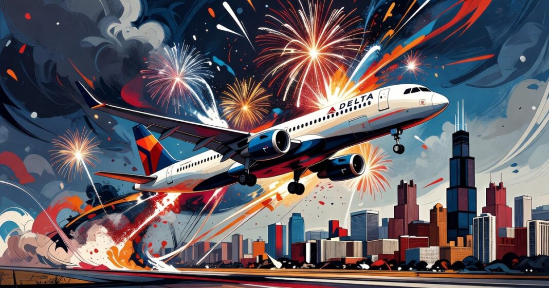 Fuegos artificiales golpean avión de Delta en pleno aterrizaje en Chicago